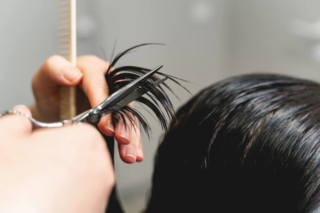 Haarschnitt mit der Schere